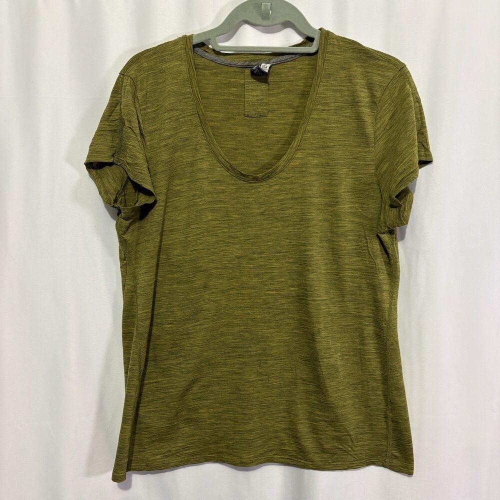 Ibex Womens Merino Wool Short Sleeve Scoop Neck Shirt in Green Size XL READ